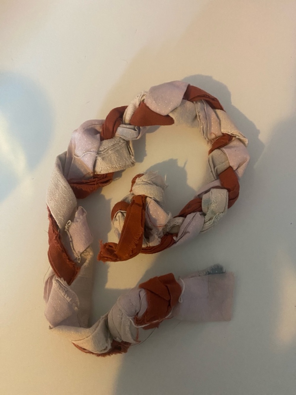 Braided Dog Toy Rope in Rust and Light Pink - Durable Chew Play Accessory